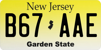 NJ license plate B67AAE