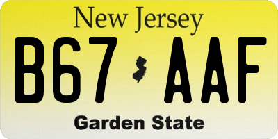 NJ license plate B67AAF