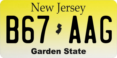 NJ license plate B67AAG