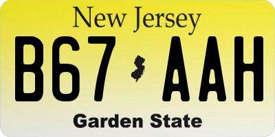 NJ license plate B67AAH