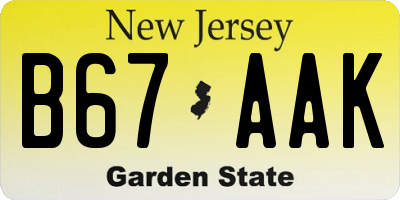 NJ license plate B67AAK