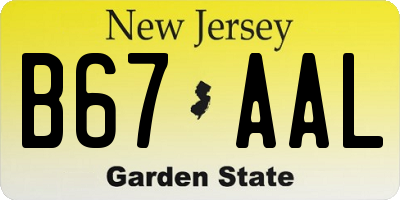 NJ license plate B67AAL