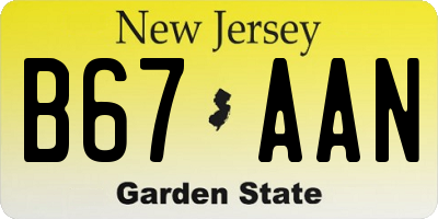 NJ license plate B67AAN
