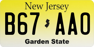 NJ license plate B67AAO