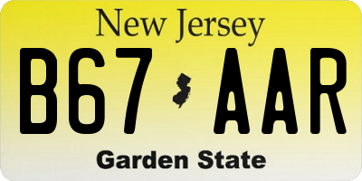 NJ license plate B67AAR