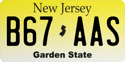 NJ license plate B67AAS