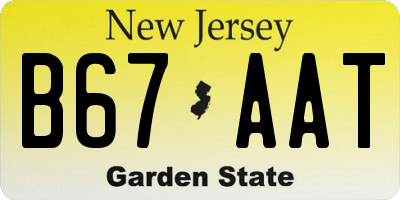 NJ license plate B67AAT