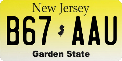 NJ license plate B67AAU