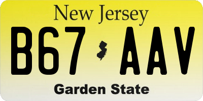 NJ license plate B67AAV
