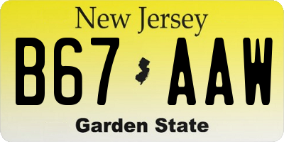NJ license plate B67AAW