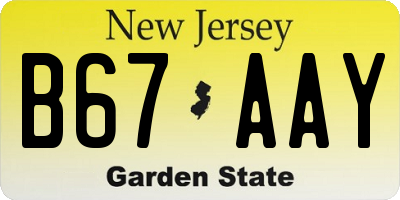 NJ license plate B67AAY