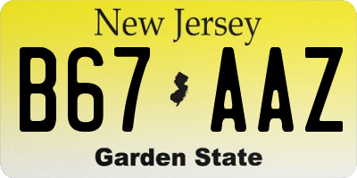 NJ license plate B67AAZ