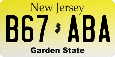 NJ license plate B67ABA