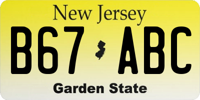NJ license plate B67ABC