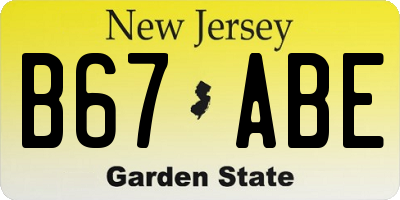 NJ license plate B67ABE