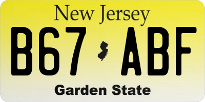 NJ license plate B67ABF