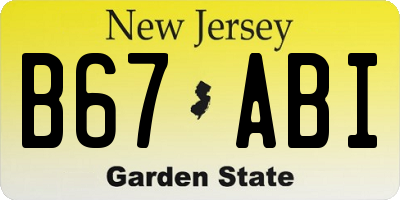 NJ license plate B67ABI