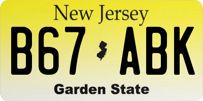 NJ license plate B67ABK