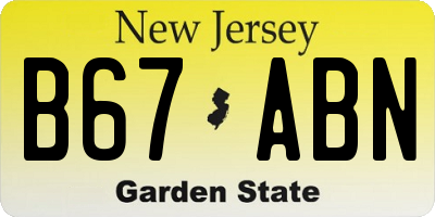 NJ license plate B67ABN