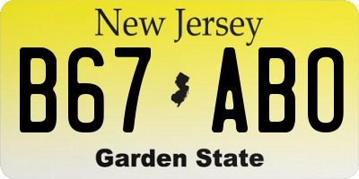 NJ license plate B67ABO