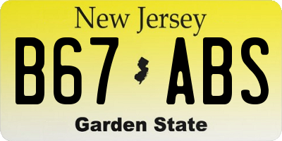 NJ license plate B67ABS