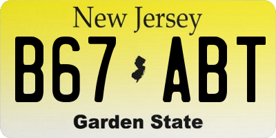 NJ license plate B67ABT