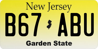 NJ license plate B67ABU