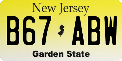 NJ license plate B67ABW