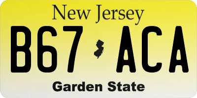 NJ license plate B67ACA