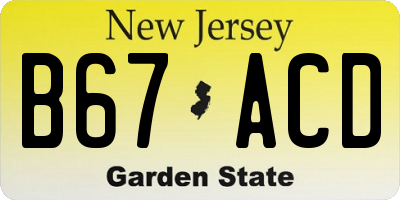 NJ license plate B67ACD
