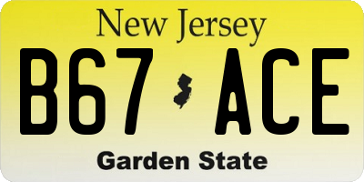 NJ license plate B67ACE