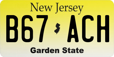 NJ license plate B67ACH
