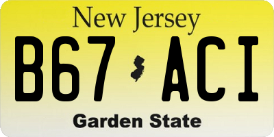 NJ license plate B67ACI
