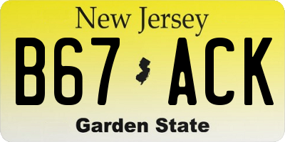 NJ license plate B67ACK