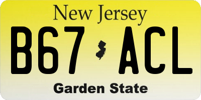NJ license plate B67ACL
