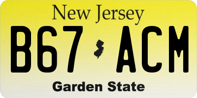 NJ license plate B67ACM