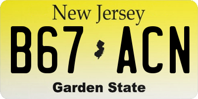 NJ license plate B67ACN