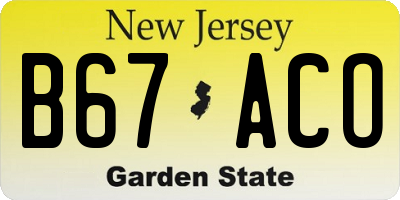 NJ license plate B67ACO