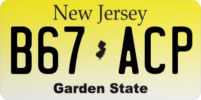 NJ license plate B67ACP