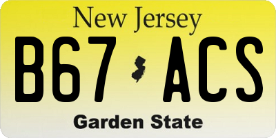 NJ license plate B67ACS