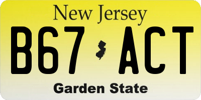 NJ license plate B67ACT