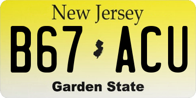 NJ license plate B67ACU