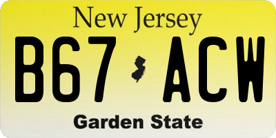NJ license plate B67ACW