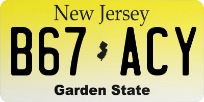 NJ license plate B67ACY