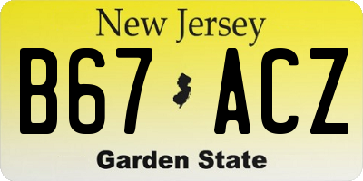 NJ license plate B67ACZ