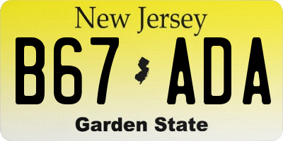 NJ license plate B67ADA