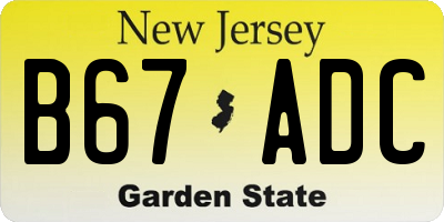 NJ license plate B67ADC