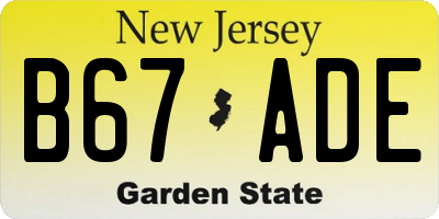 NJ license plate B67ADE