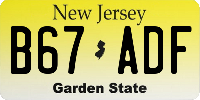 NJ license plate B67ADF