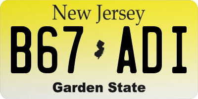NJ license plate B67ADI